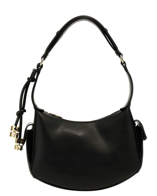 Ganni Black Leather Swing Shoulder Bag