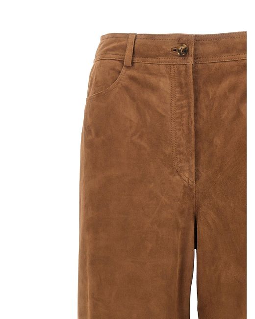 Suede Pantaloni Marrone di Alberta Ferretti in Brown