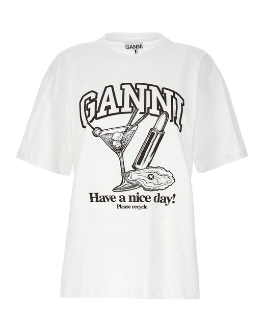 Ganni Gray Cocktail T-shirt