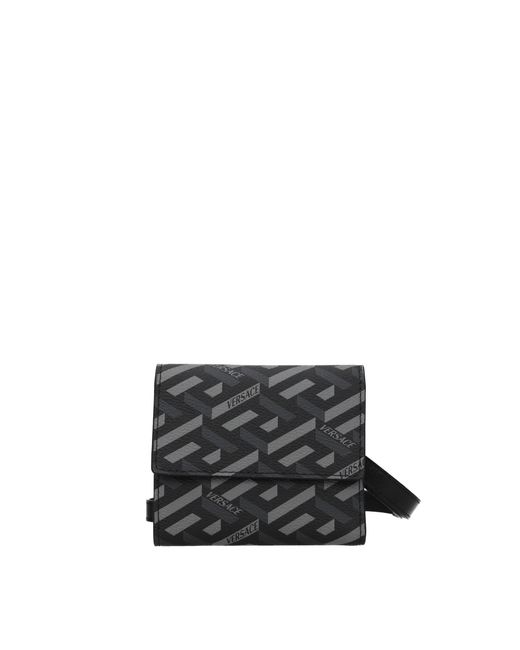 Versace Black Wallets La Greca Leather for men