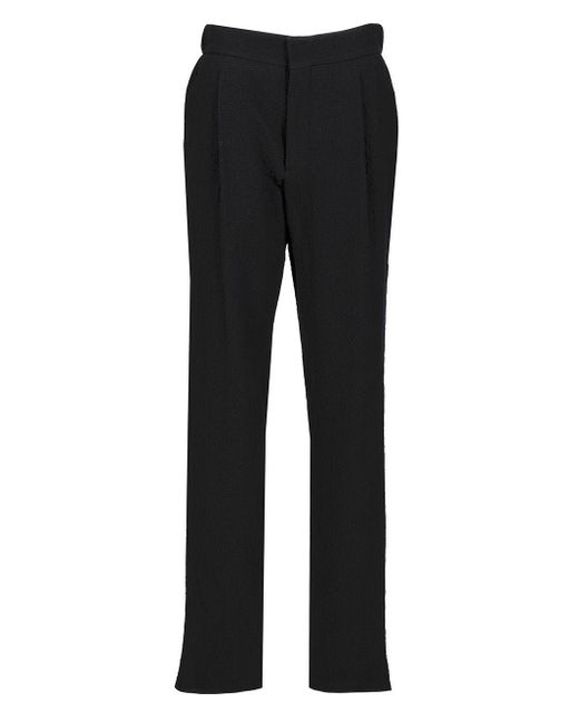Giorgio Armani Black Stretch Wool Single Pleat Trousers for men