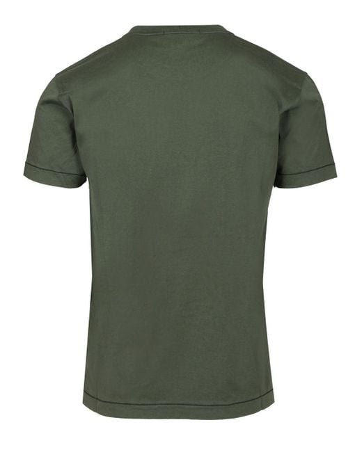 Stone Island Green Short-Sleeved Cotton Jersey T-Shirt for men