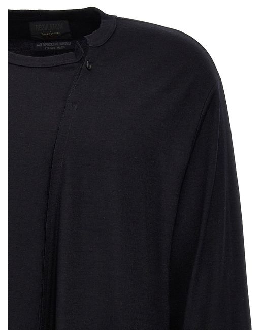 Yohji Yamamoto Black Oblique Buttons Sweater for men