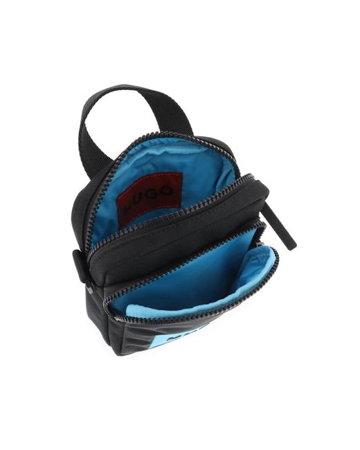 HUGO Blue Nylon Shoulder Bag With Adjustable Strap for men