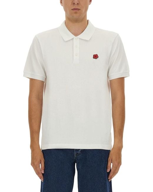 KENZO White Cotton Polo for men