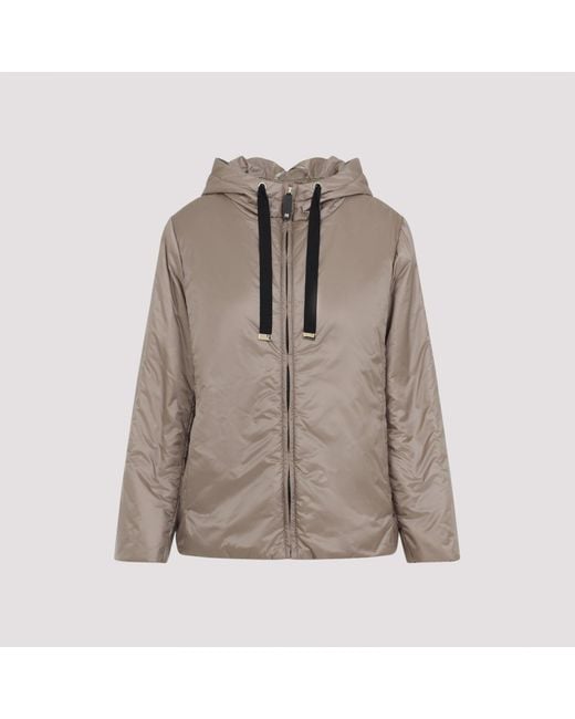 Max Mara Gray Roccia Greenh Jacket With Adjustable Hood