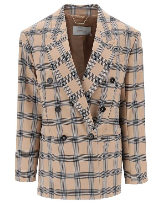 Zimmermann Natural Oversized Luminosity Jacket With Check Motif