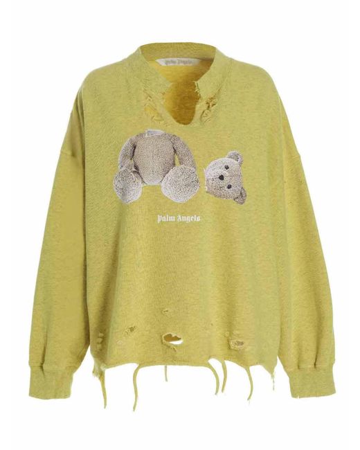 Palm Angels Yellow Printed Cotton Sweatshirt