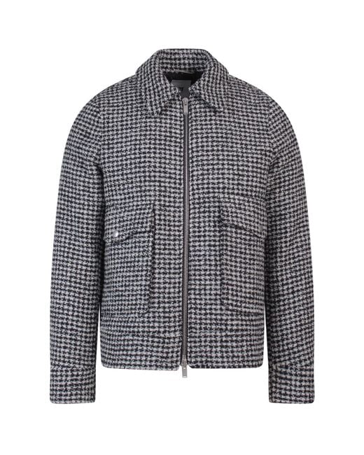 PT Torino Gray Virgin Wool Jacket With Check Motif