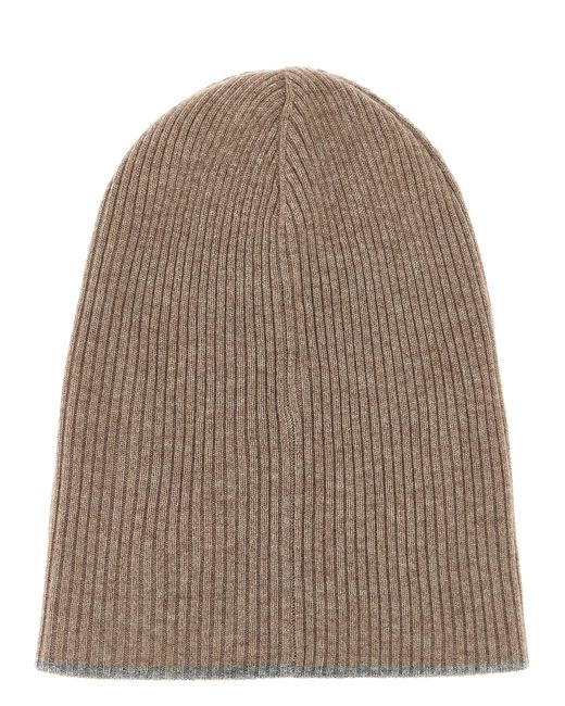 Brunello Cucinelli Brown Cashmere Beanie for men