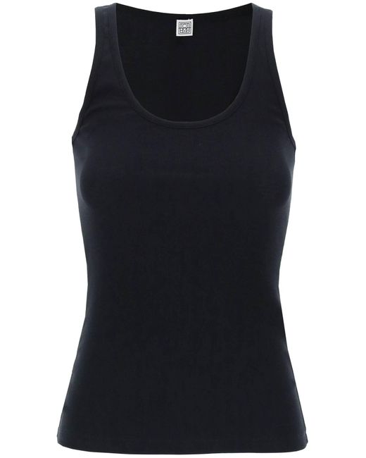 Totême  Black Toteme Ribbed Sleeveless Top With