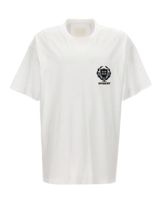 Logo Embroidery T Shirt Bianco di Givenchy in White da Uomo