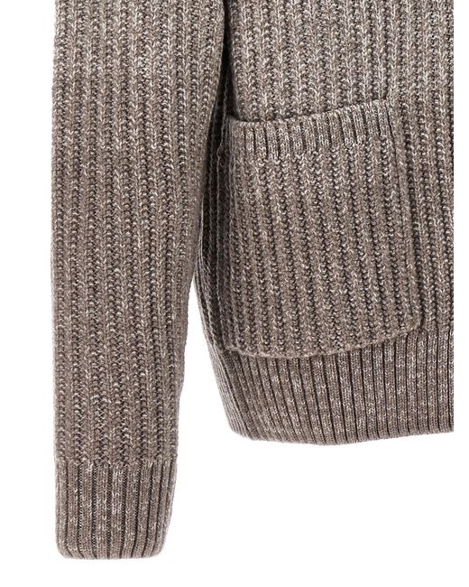 Brioni Gray Degradè Cardigan Sweater for men
