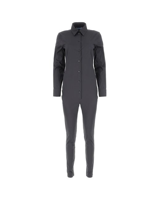 Prada Blue Graphite Stretch Poplin Jumpsuit