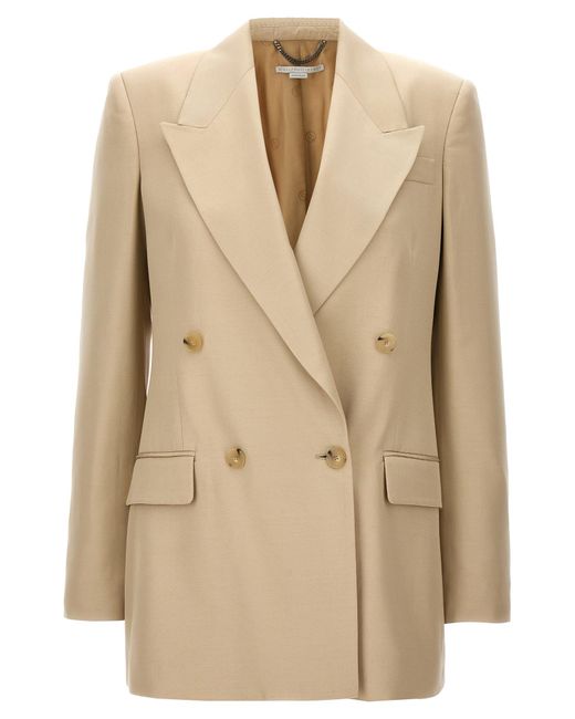 Stella McCartney Natural Double-breasted Blazer Blazer And Suits