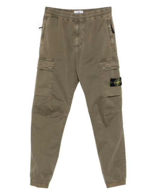 Stone Island Green Logo Cotton Cargo Trousers for men