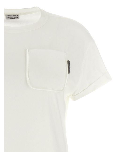 Brunello Cucinelli White Pocket T-Shirt