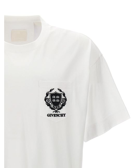 Givenchy White Logo Embroidery T-Shirt for men