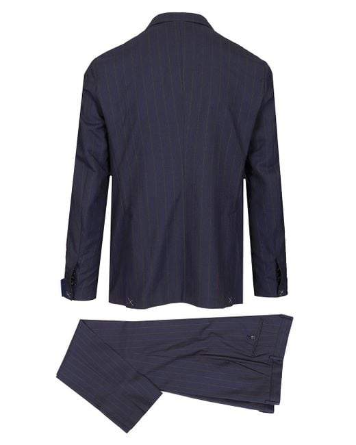 Guarinucci Double-breasted Pinstriped Suit Dresses Blue for men