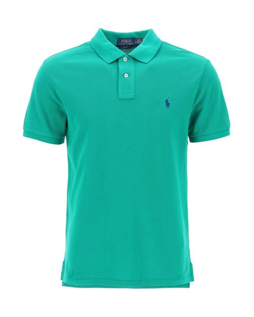 Polo Ralph Lauren Green Pique Cotton Polo Shirt for men