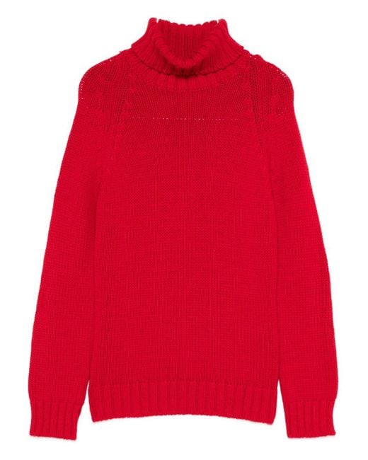 Base London Red Wool Turtle-Neck Jumper