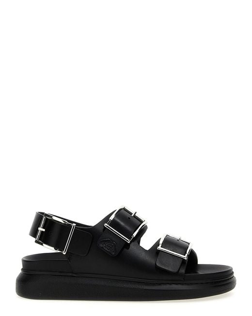 Alexander McQueen Black Buckle Leather Sandals for men