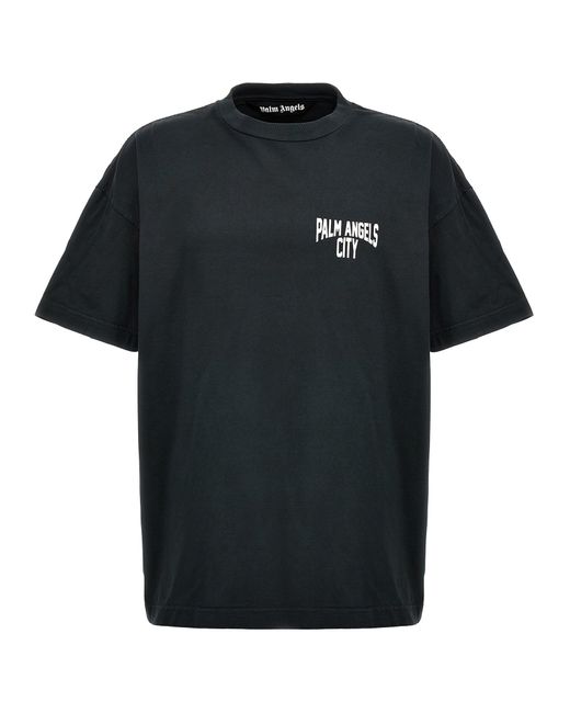 Palm Angels Black Washed Brand-print Cotton T-shirt X for men