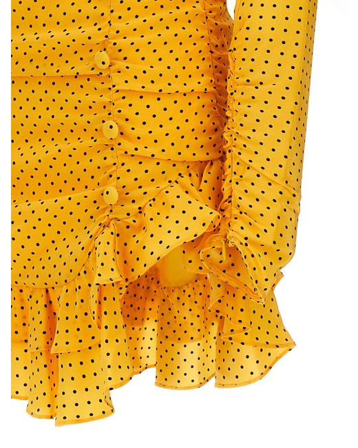 Miniabito in seta a pois di Alessandra Rich in Yellow
