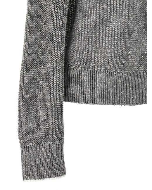 Brunello Cucinelli Gray College Sweater