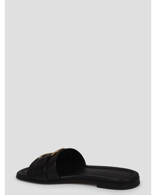 Moncler Black Bell Leather Sliders
