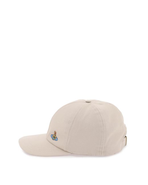 Vivienne Westwood Natural Uni Colour Baseball Cap With Orb Embroidery