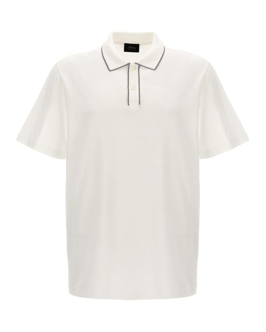 Logo Embroidery Shirt Polo Bianco di Brioni in White da Uomo