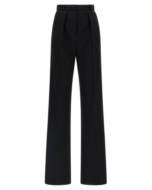 パンツ ELISABETTA FRANCHI LIGHT CREPE TROUSERS WITH TUXEDO DETAIL Elisabetta Franchi Crepe Tuxedo Trousers With Satin Bands In