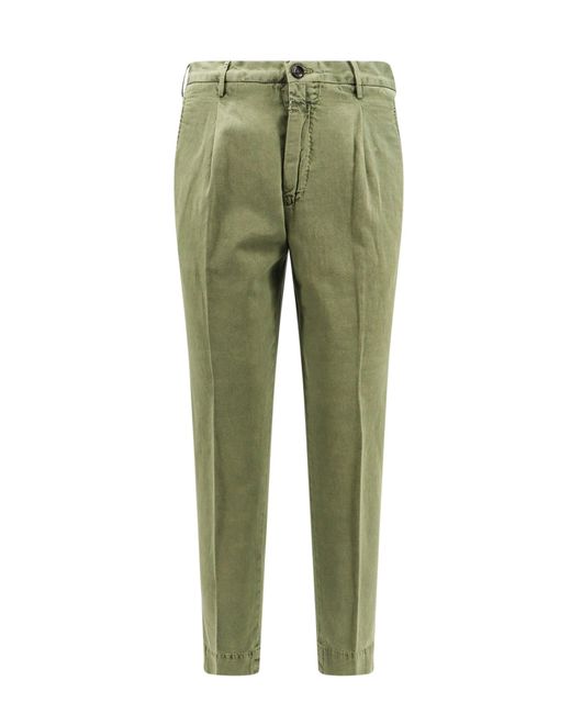 Pantalone in cotone e lino di Incotex in Green da Uomo