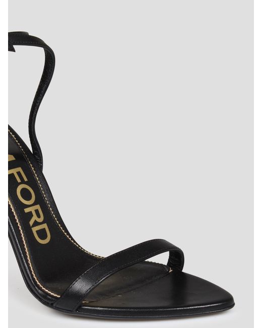 Padlock pointy naked sandal di Tom Ford in Black