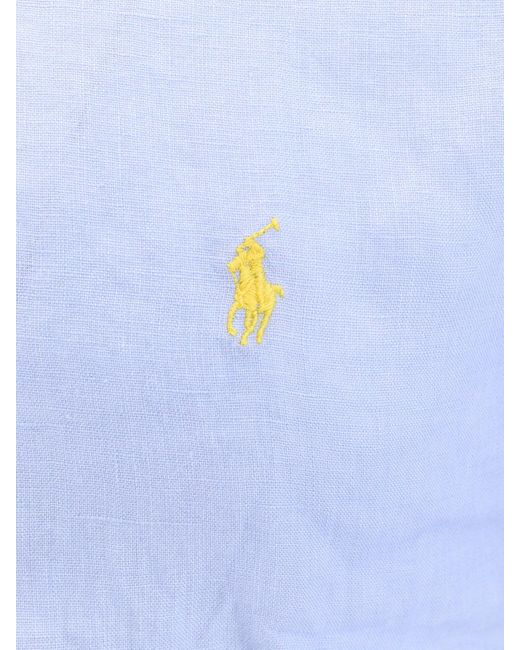 Camicia Slim Fit in lino di Polo Ralph Lauren in Blue da Uomo