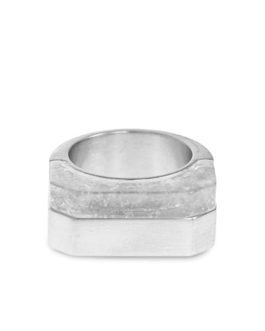 Rick Owens White Hollywood Double Crystal Ring