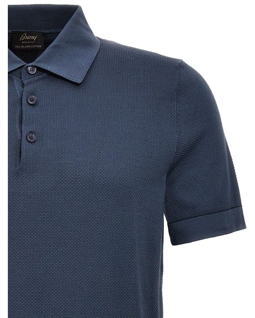 Textured Shirt Polo Blu di Brioni in Blue da Uomo