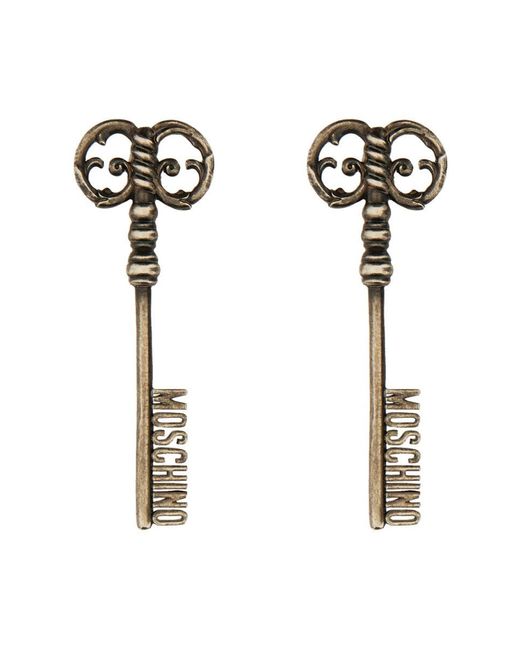 Moschino White Logo Earrings