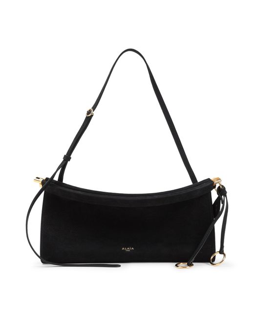East West M Nabuk Shoulder Bag-Donna di Alaïa in Black