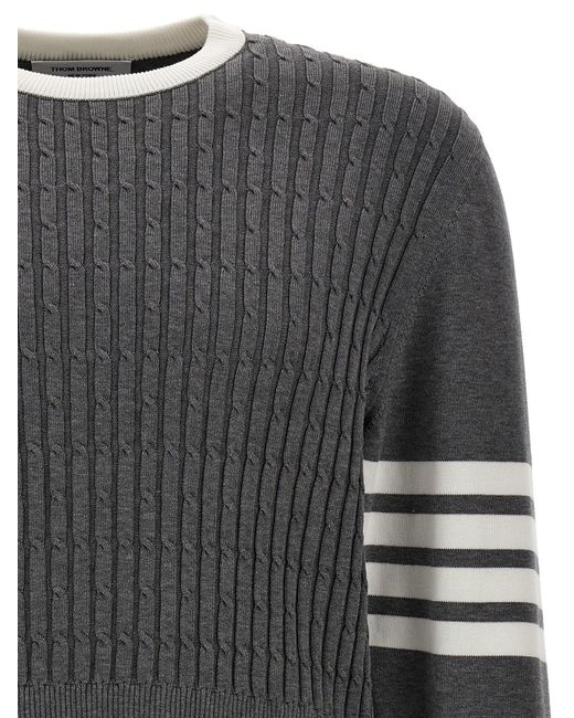 Thom Browne Gray Placed Baby Cable Sweater, Cardigans for men