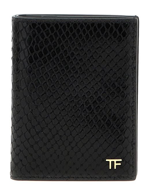 Snake Print Card Holder Portafogli Nero-Uomo di Tom Ford in Black