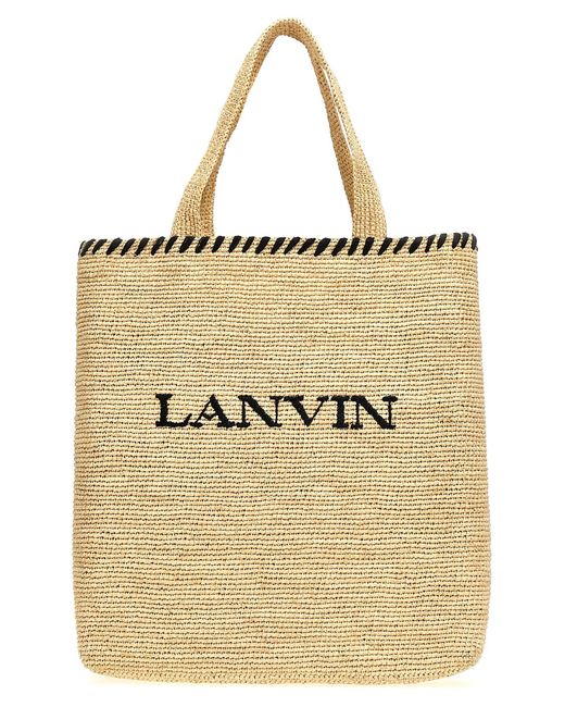 Logo Shopping Bag Borse A Mano Bianco/Nero di Lanvin in Natural