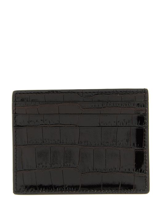 Crocodile Leather Card Holder Portafogli Marrone-Uomo di Tom Ford in Black da Uomo
