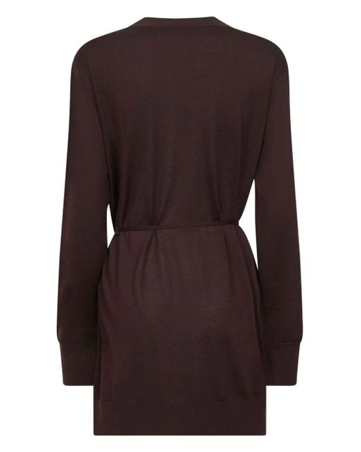 Cardigan Lungo Tibati Con Cintura Sottile-Donna di Dries Van Noten in Brown