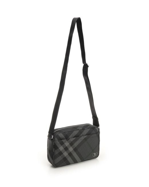 Burberry Gray Grid Handbags for men