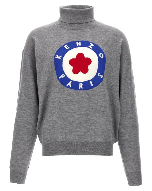 KENZO Gray ' Target' Turtleneck Sweater for men