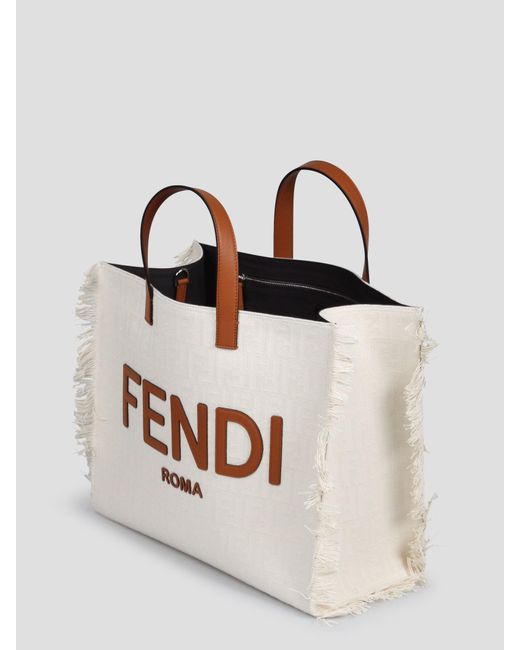 Fendi White Ff Shopper Bag for men