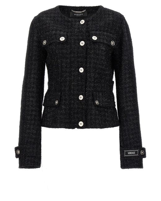 Versace Black Vichy Tweed Jacket