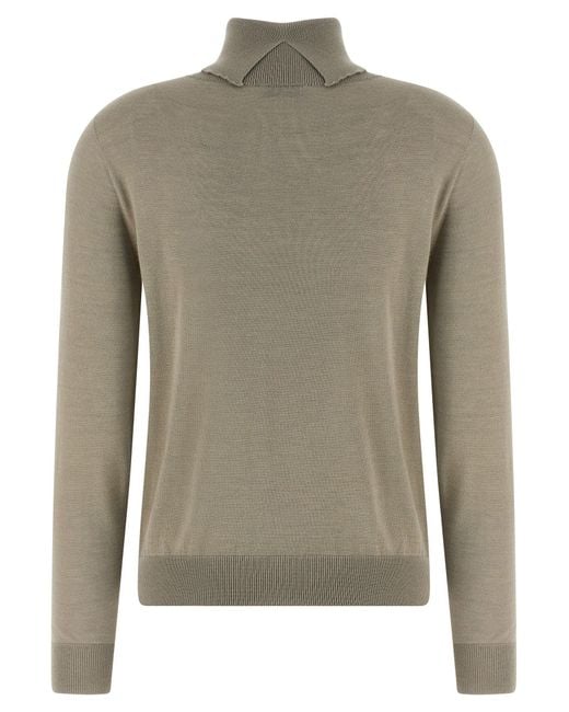 Peserico Gray Jewel Pocket Turtleneck Sweater Sweaters And Cardigans